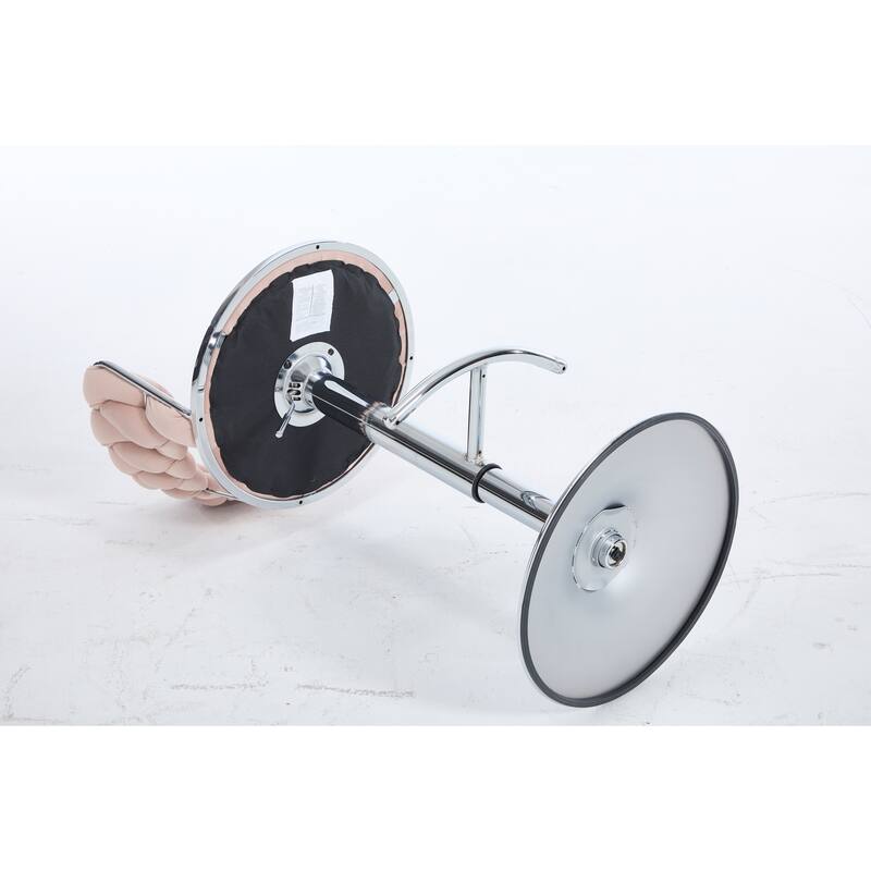 Set Of 2 Bar Stools,With Chrome Footrest And Base Swivel Height Adjustable Mechanical Lifting Velvet, Chrome Leg