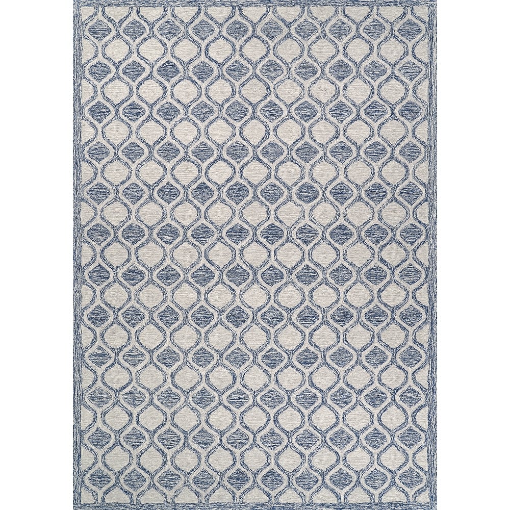 Handmade Terasia Geometric Sea Wool Area Rug