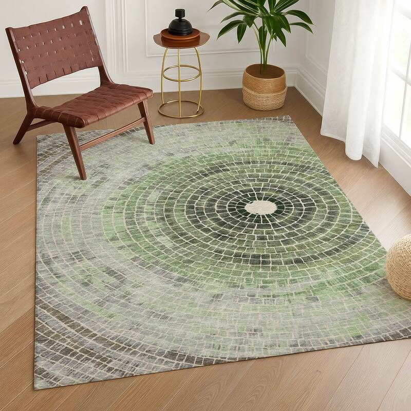 Machine Washable Indoor/ Outdoor Mosaic Rome Chantille Rug