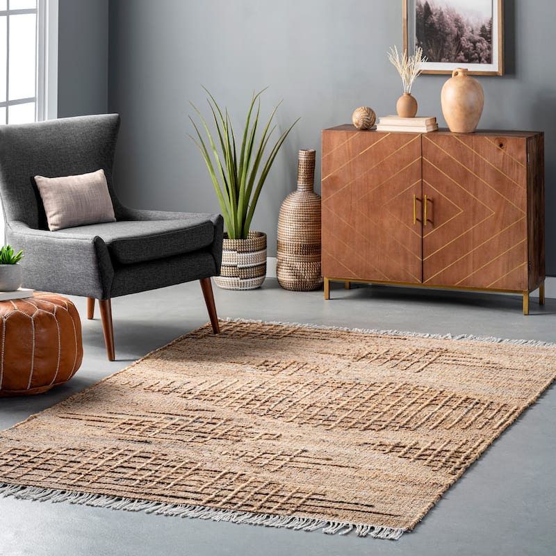 Nuloom Flor Flatweave Tassled Jute Area Rug - 5' x 8' - Natural - Rectangle