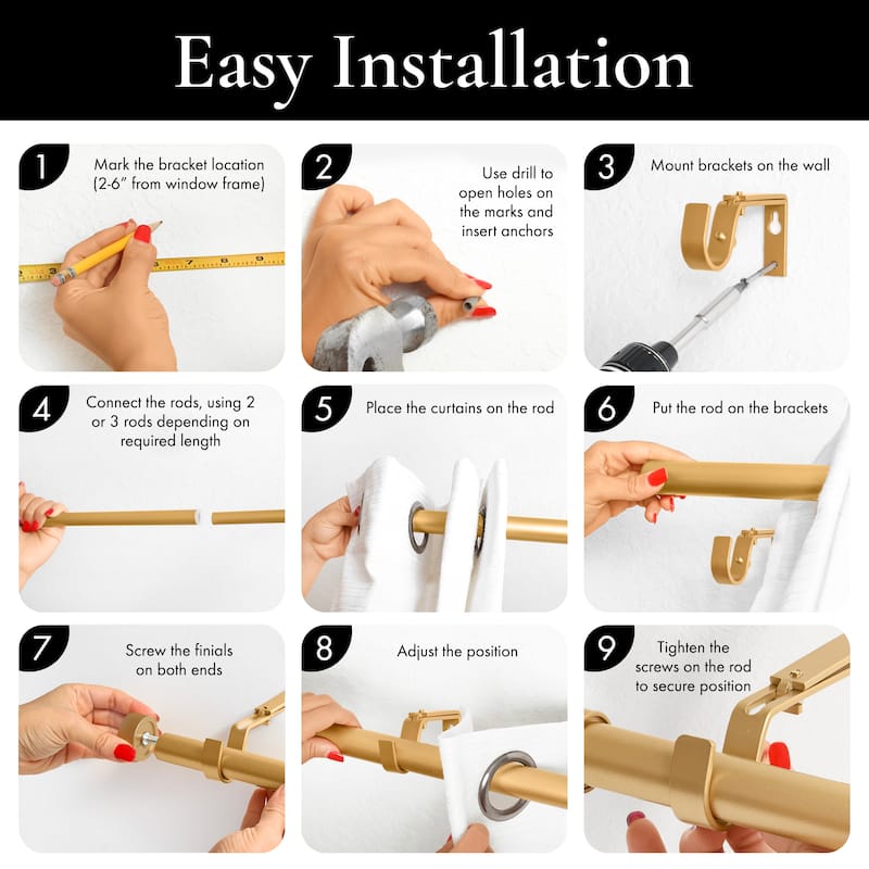 Meriville 1-Inch Diameter Nathan End Cap Single Window Treatment Curtain Rod