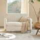 preview thumbnail 18 of 62, HULALA HOME Adika 51"W Farmhouse Striped Linen Upholstered Loveseat with Solid Wood Spindle Legs Stripe