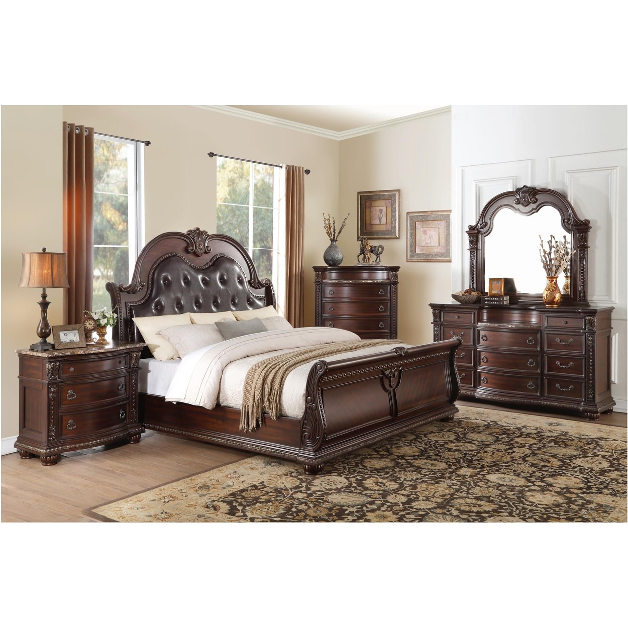 Sleigh bed discount bedroom suite
