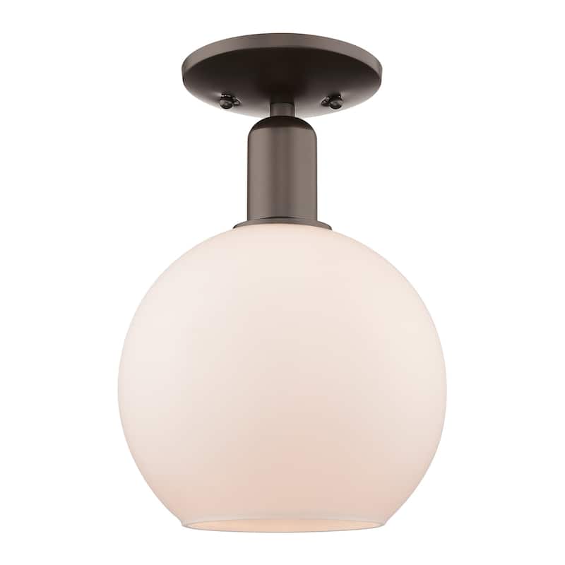 Innovations Lighting 716-1C-12-8 Athens Semi-Flush Athens 8" Wide - Oil Rubbed Bronze / Matte White