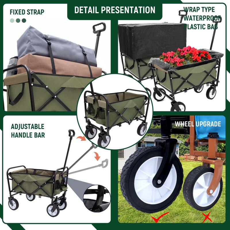 2.1 cu ft. Steel Foldable Wagon Cart