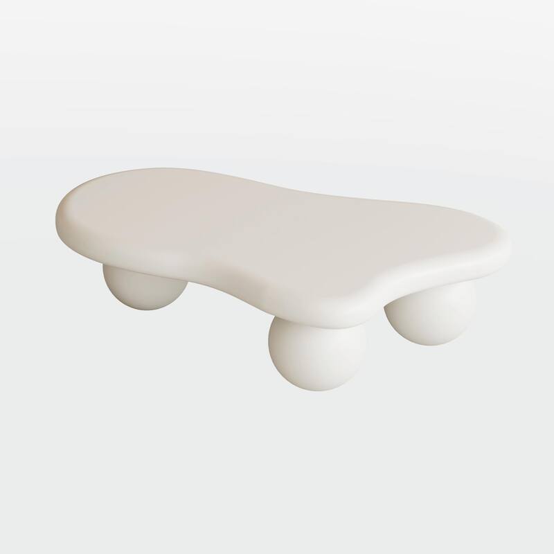 47-Inch Cloud-Shaped Coffee Table with 3 Ball Legs for Living Room