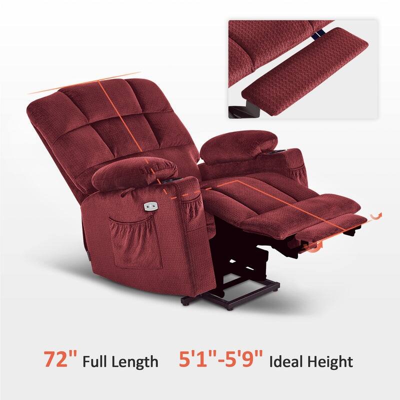 MCombo Dual Motor Power Lift Recliner Chair for Elderly, Massage and Heat, Fabric 7680