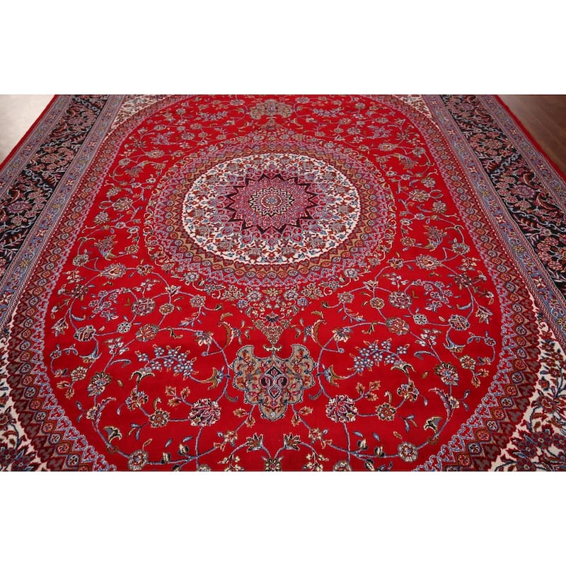 Traditional Floral Kashan Turkish Area Rug Bedroom Machine-Made Carpet - 9'8" x 13'3"