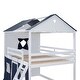 preview thumbnail 18 of 36, Playhouse Design Impression & Beautiful Full Size Bunk Wood House Bed with Elegant Windows, Sills and Tent