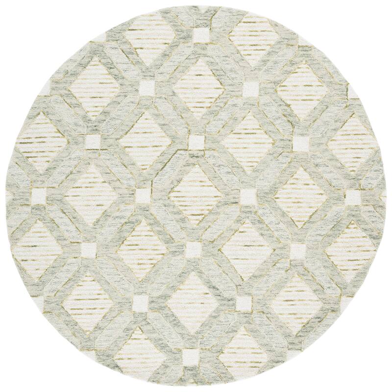 SAFAVIEH Handmade Pine Lula Modern Wool Rug - 6' Round - Sage/Ivory