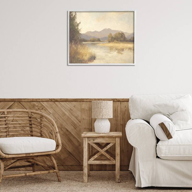 Stupell Wild River Mountain View Framed Giclee Art Design By Petal Prints Design
