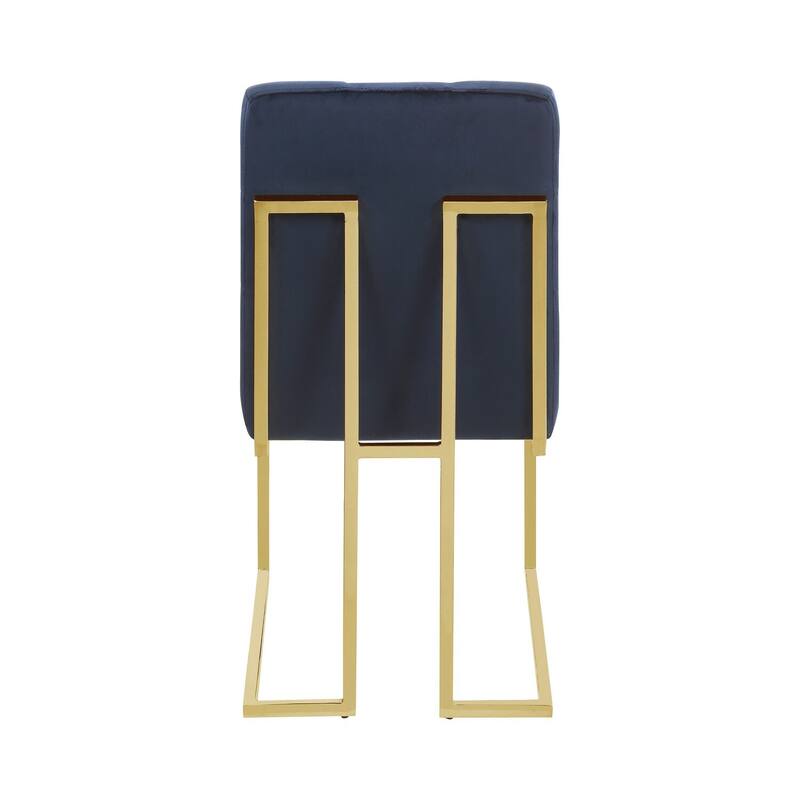 Gold/Dark Blue Velvet Upholstered Metal Frame Dining Chair, Set of 2, Sturdy Dining Chair for Dining Rooms - 24.6