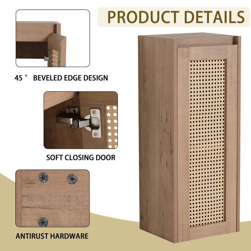 Bathroom Side Cabinet with Soft-Close Doors and Floating Mount Design.