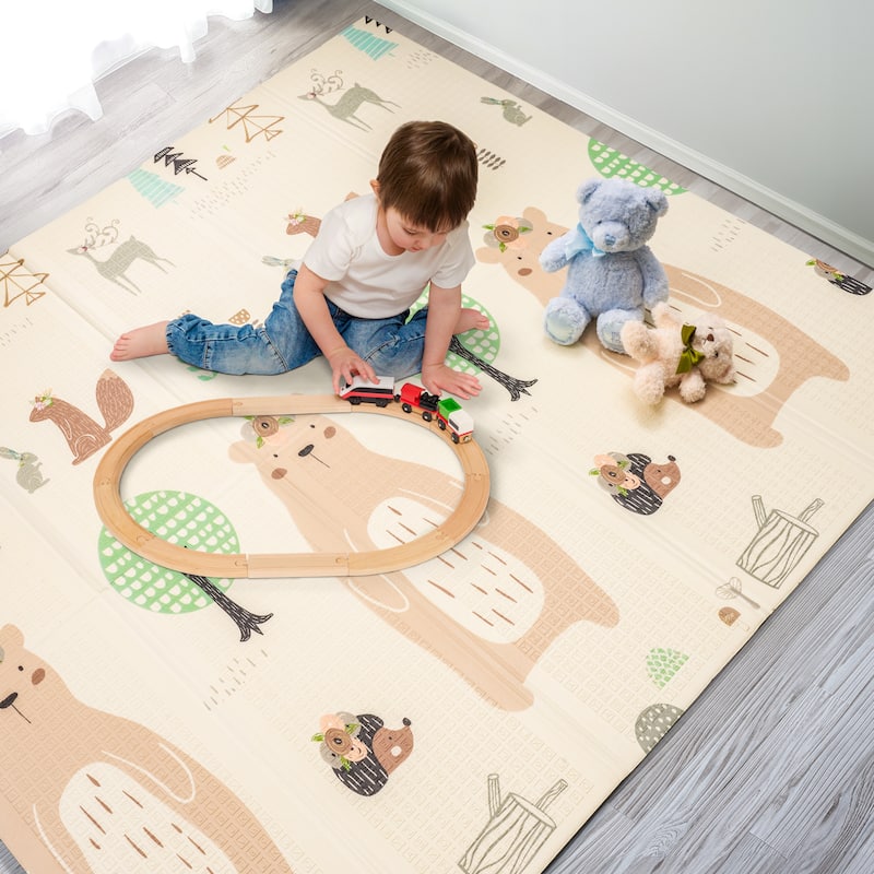 Sorbus Foldable Baby Kids Play Mat, Floor Foam Mats with Travel Bag - Waterproof Foldable - 78" x 70" x 0.4" - 78 x 70 x 0.4”