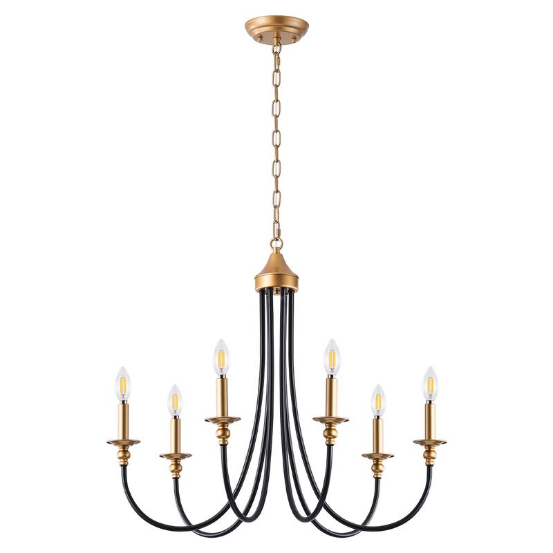 6-Light Farmhouse Antique Candlestick Dining Room Chandelier Fixture