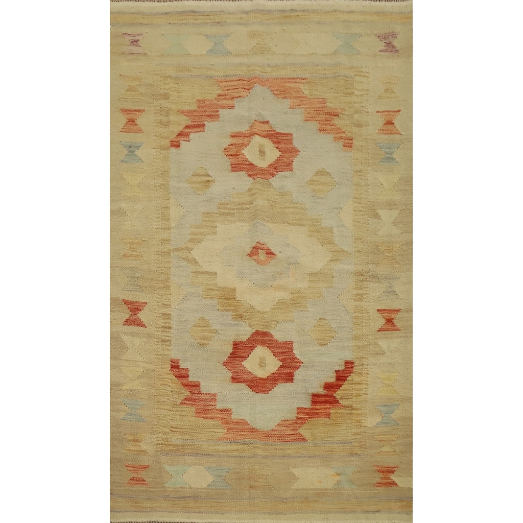 Hand Woven Oriental 100% Wool Carpet Southwestern Tribal Greys & Charcoal Kilim Area Rug - 6' 2'' X 3' 9''