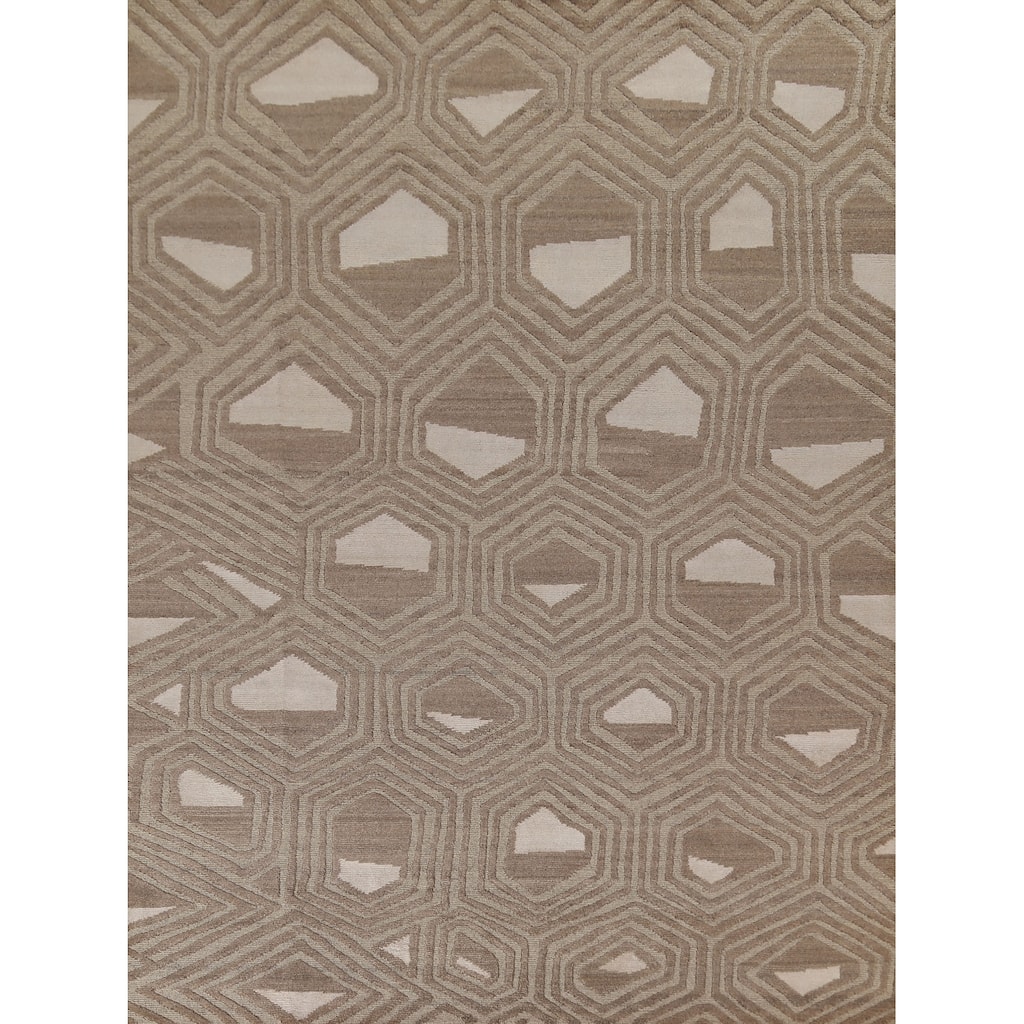 All-Over Geometric Modern Area Rug Handmade Wool Carpet - 8'1"x 9'10"