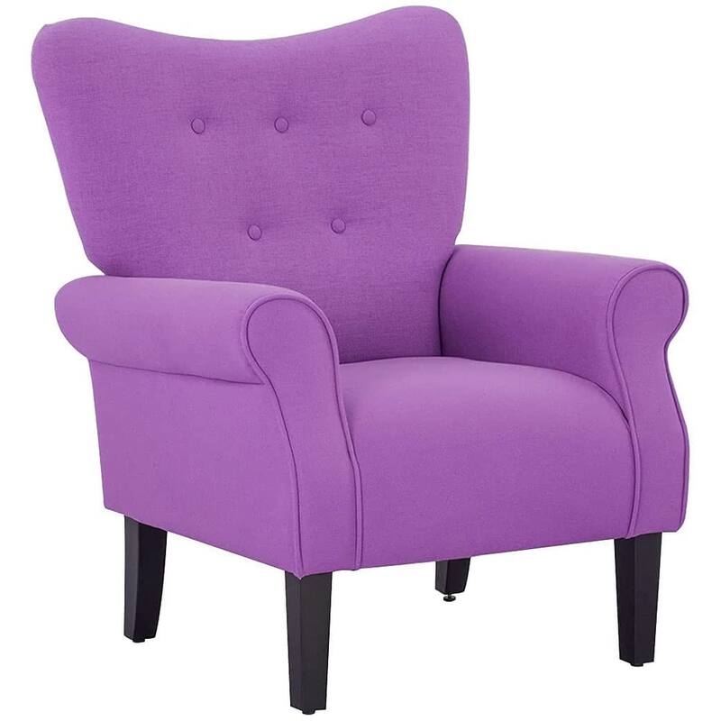 Erommy Wing back Arm Chair, Upholstered Fabric High Back Chair with Wood Legs