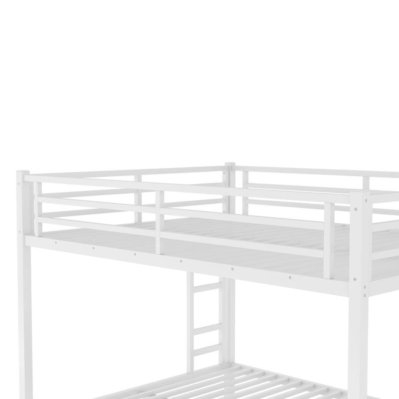 Queen Over Queen Metal Bunk Bed for Teens & Adults, Sturdy Space-Saving Design with Noise Reduction