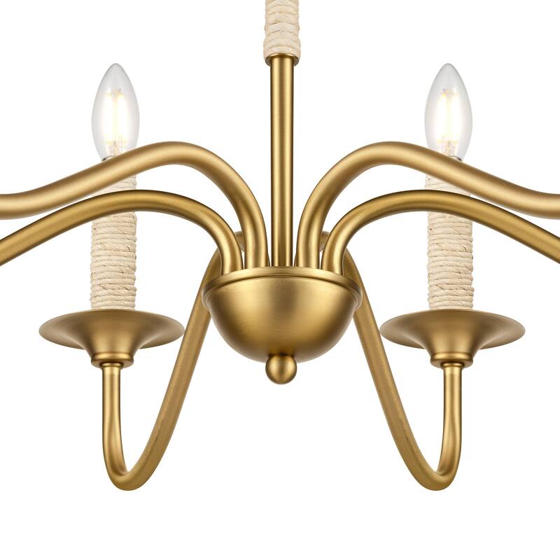 LamQee Rattan Kitchen Island Chandelier Corn Rope Woven Pendant