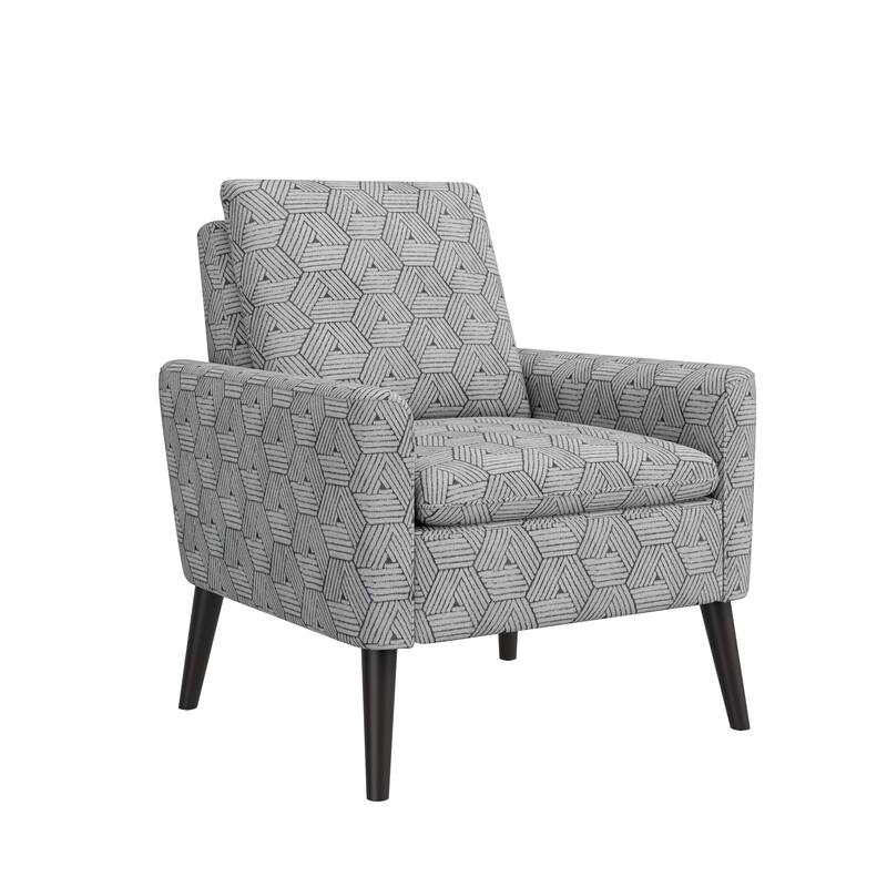 Allyson Mid-Century Modern Small Space Accent Armchair - Cream & Grey Honeycomb