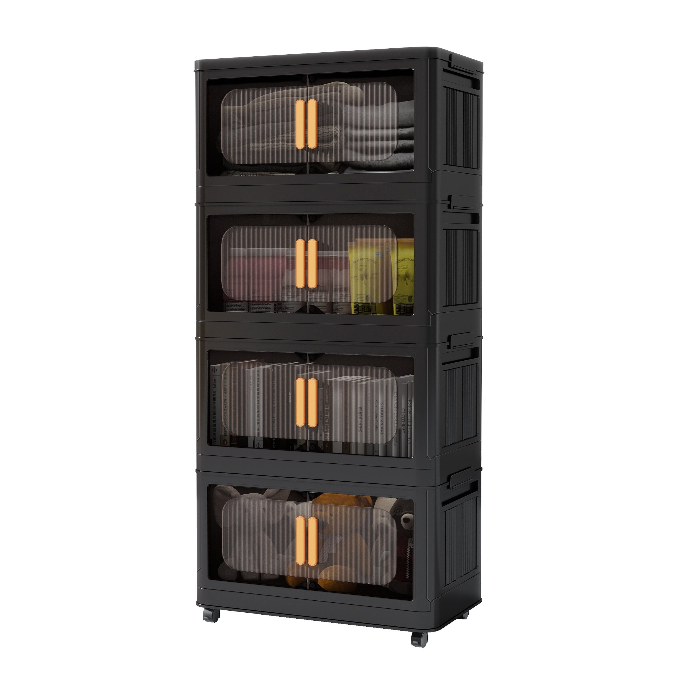 40.5 in. H Black Plastic Folding Storage Cabinet with Wheels 4