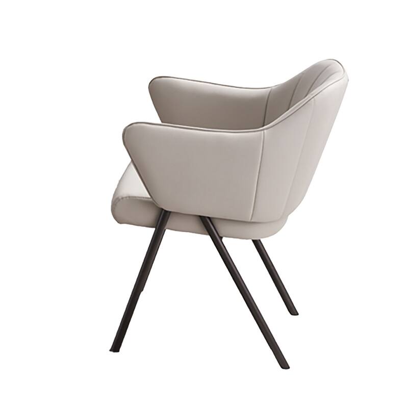 Sem 24 Inch Dining Chair Set of 2, Curved Padded, Tufted Taupe Faux Leather
