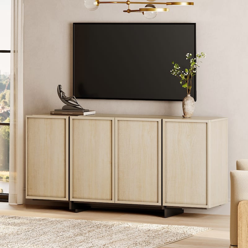 WAMPAT TV Stand for 32-75 Inch TVs, Modern TV Console, Entertainment Center with T-Shaped Legs for Living Room