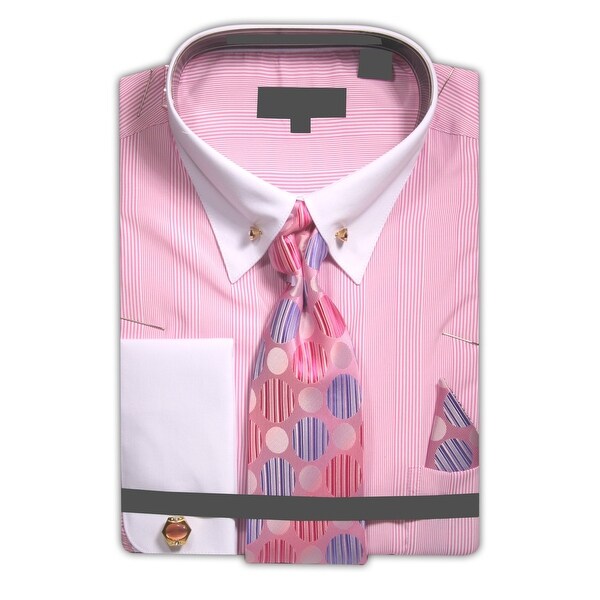 pink dress shirt white collar