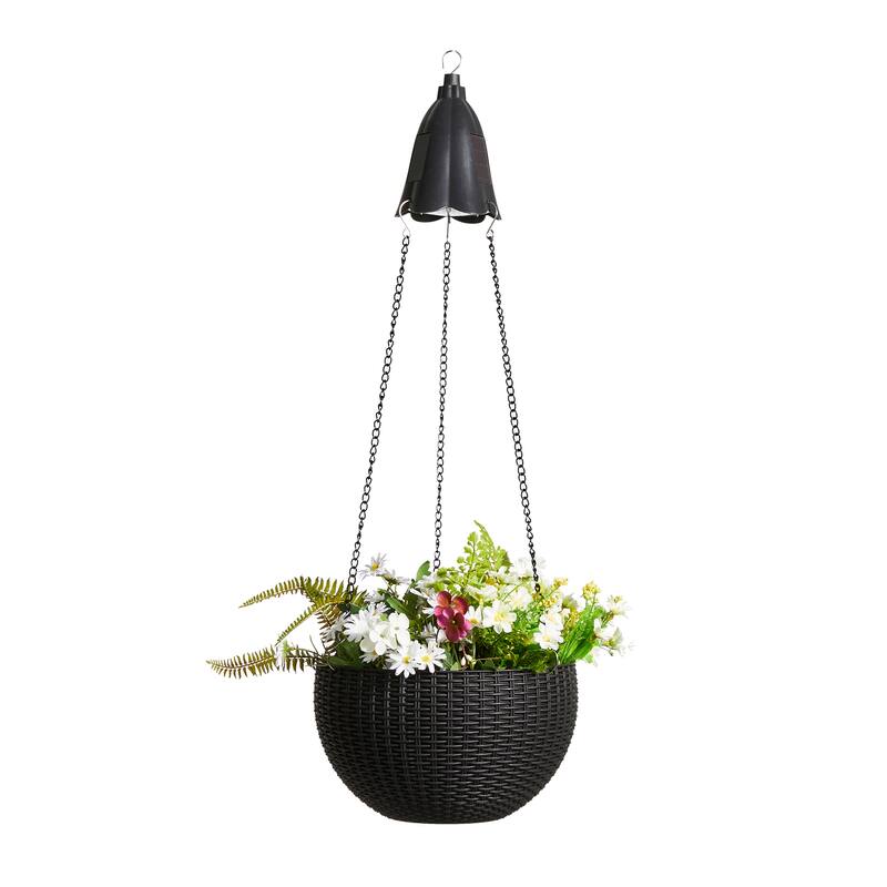 Baimuru 30-inch Height Solar Lighted Hanging Plastic Planter by Havenside Home