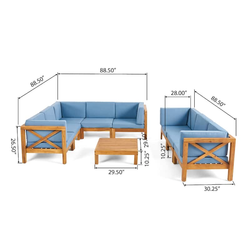 Brava 9-piece Acacia Wood Sectional Sofa Set by Christopher Knight Home