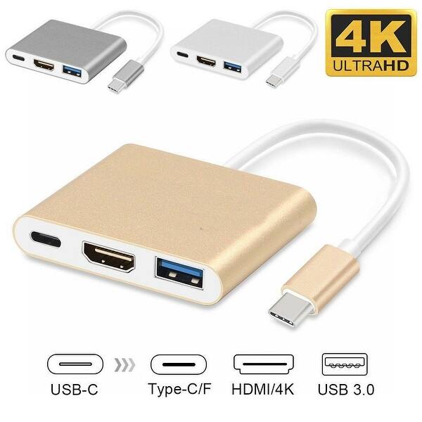 Shop Type C Usb 3 1 To Usb C 4k Hdmi Usb 3 0 Adapter Cable 3 In 1 Hub Overstock 27554887