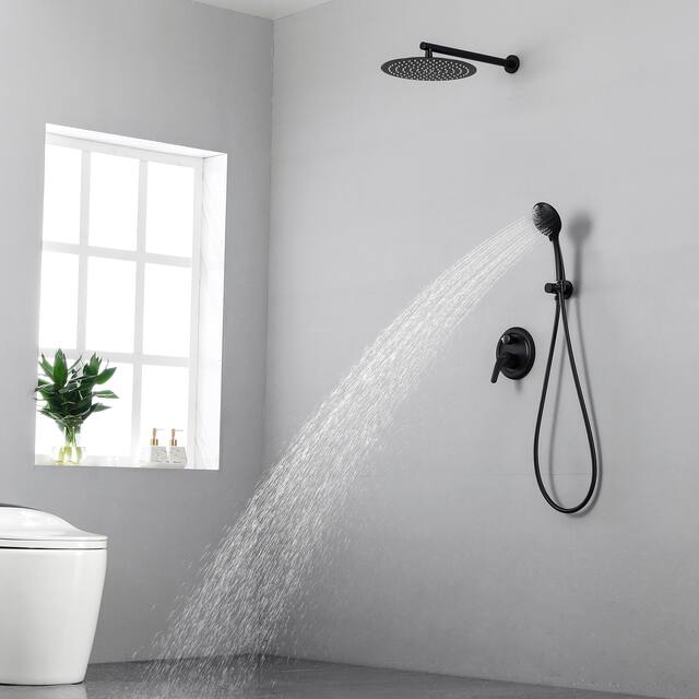 Clihome 5 Spray Patterns 12 in. Wall Mount Dual Shower Heads