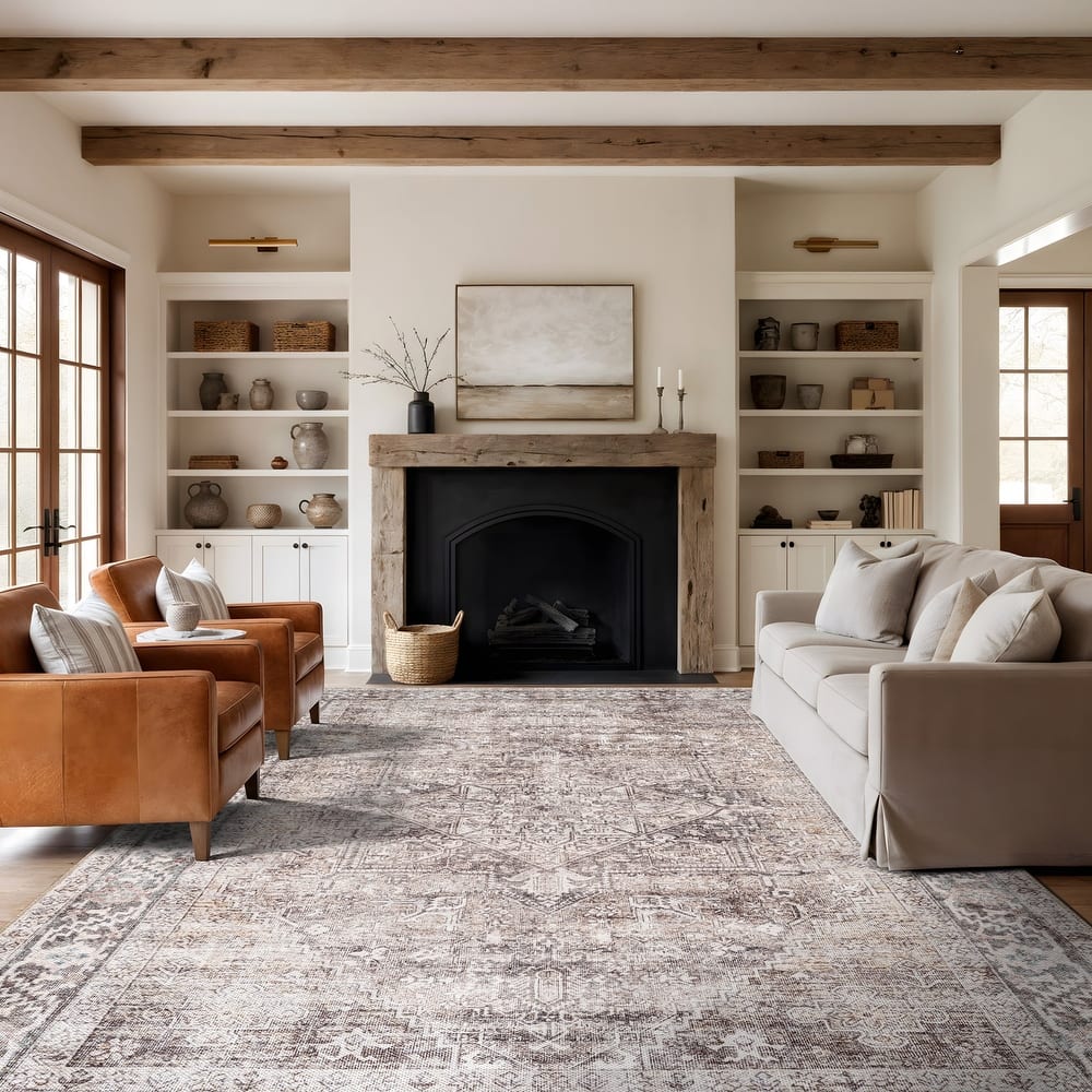 World Rug Gallery Oriental Washable Flat Pile Non-Slip Area Rug