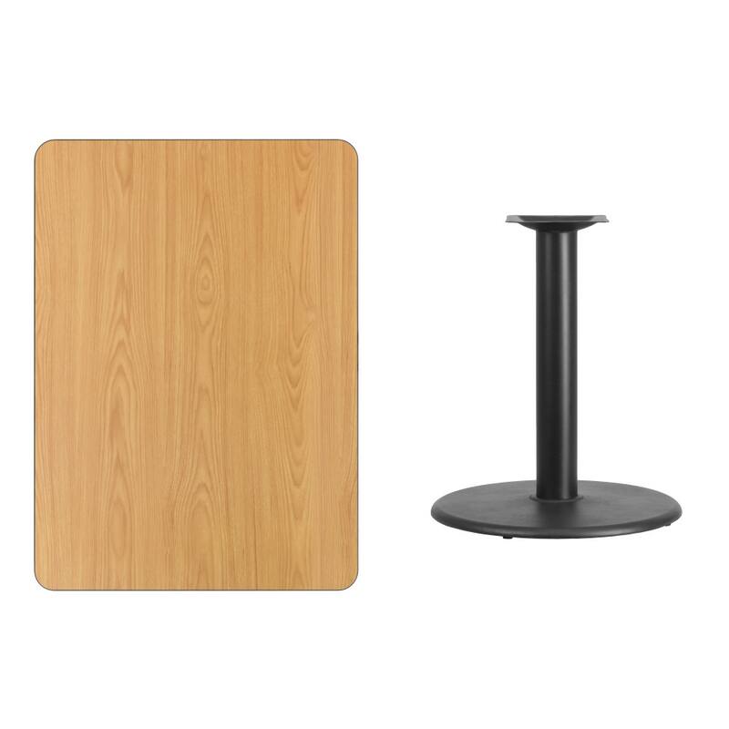 30'' x 42'' Rectangular Laminate Table Top with 24'' Round Table Height Base - 30"W x 42"D x 31.125"H - 30"W x 42"D x 31.125"H
