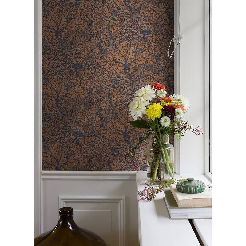 A-Street Prints Olle Orange Forest Sanctuary Wallpaper