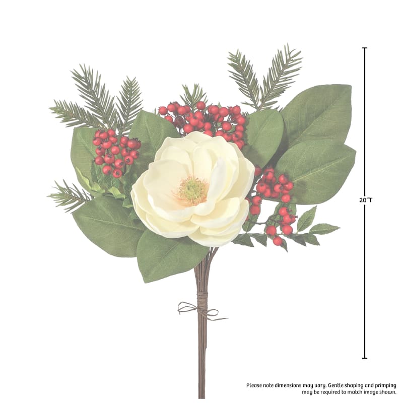20" Magnolia Fir with Waterproof Berries Bundle