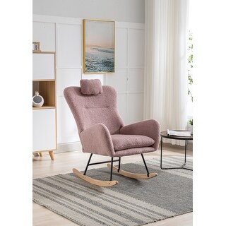 35.5 inch Rocking Chair, Teddy Velvet Fabric Rocking Chair with Safe ...
