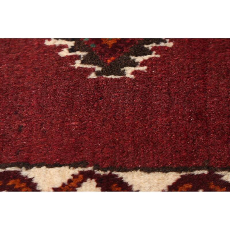 ECARPETGALLERY Hand-knotted Baluch Burgundy Wool Rug - 3'3 x 5'11
