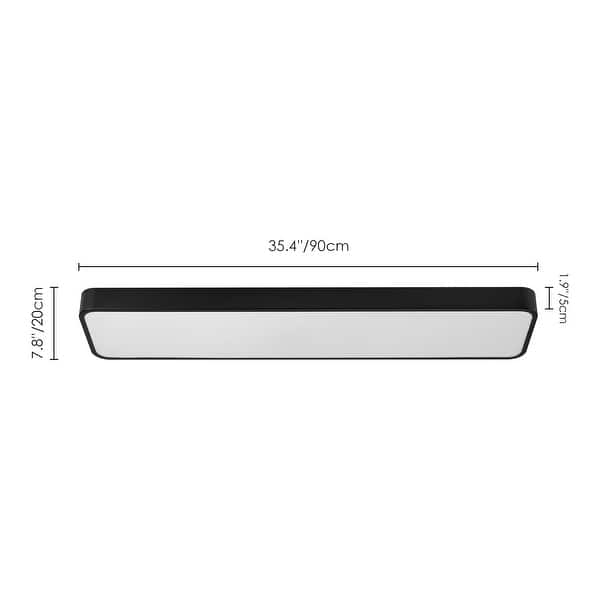 Rennnsan 1-Light Modern Matte Black Rectangular Integrated LED Flush Mount Light - 35.4 in. W