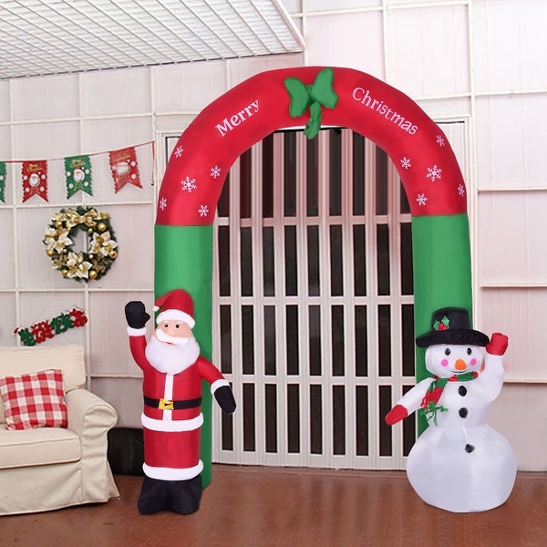 Costway 8.2' Indoor/Outdoor Snowman Santa Claus Christmas Holiday Decoration Setting