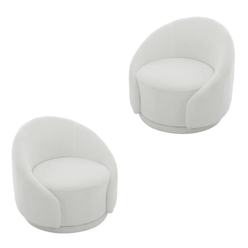 35" Wide Upholstered Swivel Accent Barrel Chairs (Set of 2)