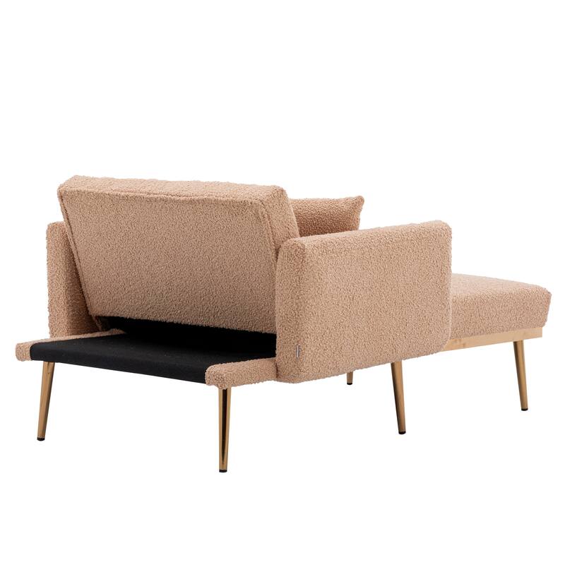 Camel Teddy 62.2" Chaise Lounge Chair with Iron Legs