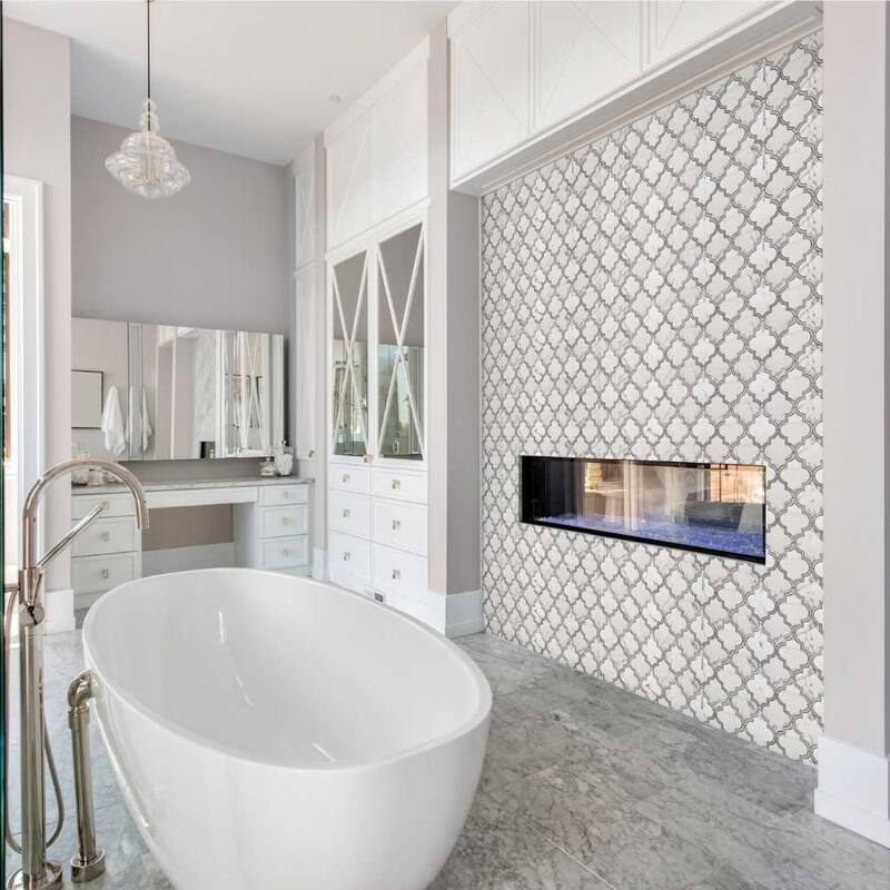 The Tile Life Stately Lantern 9" x 14" Polished Porcelain Mosaic Wall & Backsplash Tile