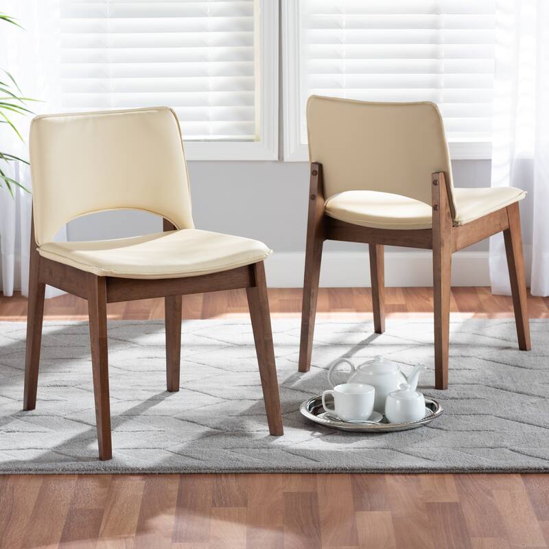 Afton Mid-Century Modern 2-Piece Short Back Dining Chair Set