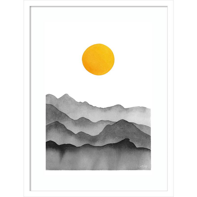 Black Yellow Mountain Range Silhouette by Cat Coq Framed Wall Art Print