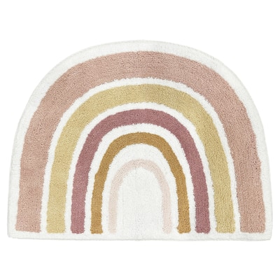 Boho Rainbow Collection Accent Floor Rug (2'5" x 1'8') - Blush Pink Dusty Rose Gold Yellow Mauve Taupe Beige Bohemian Celestial