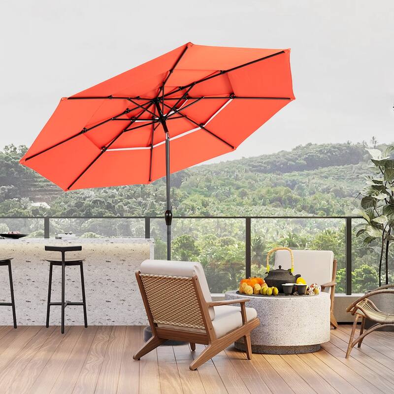 Topcraft 10ft Aluminum 3 Tier Tiltable Market Umbrella