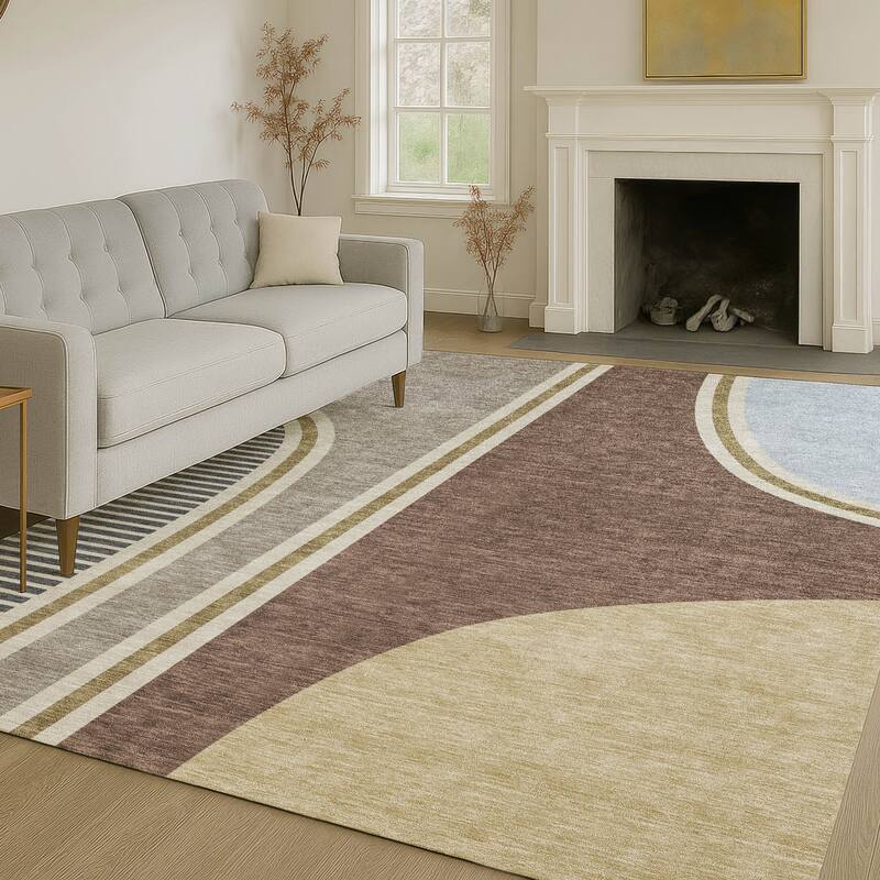Machine Washable Indoor/ Outdoor Contemporary Keely Chantille Rug