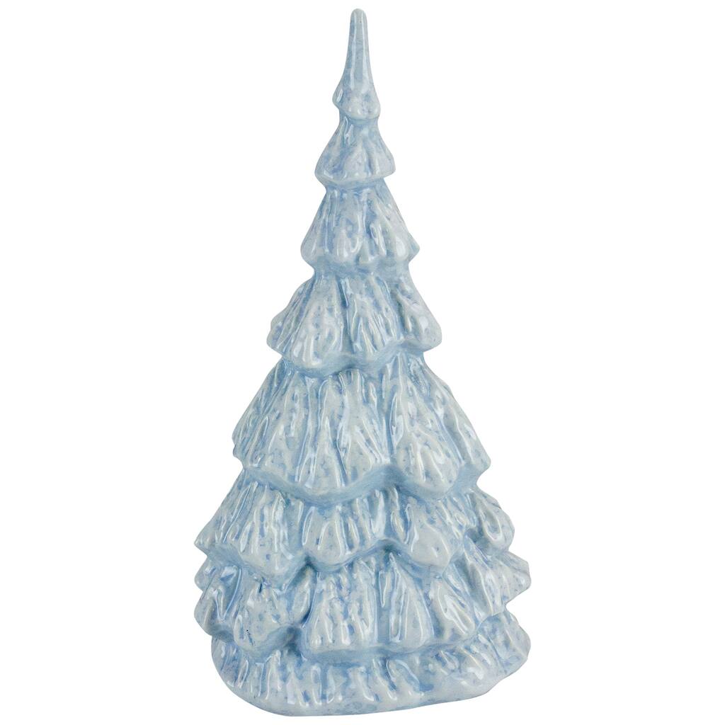 10.5" Blue and White Textured Christmas Tree Tabletop Decor